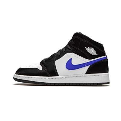 LJR Air Jordan 1 Mid Black Racer Blue White (GS) 554725-084  01