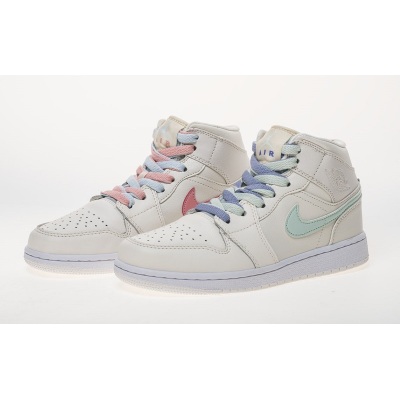 LJR Air Jordan 1 Mid Multi-Color Swoosh Phantom (GS)  555112-035