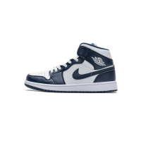 LJR Air Jordan 1 Mid White Metallic Gold Obsidian 554724-174