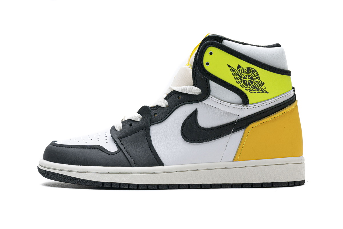 LJR Air Jordan 1 Retro High White Black Volt University Gold  555088-118 