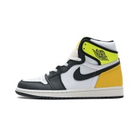 LJR Air Jordan 1 Retro High White Black Volt University Gold  555088-118 