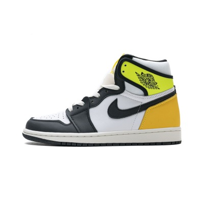 LJR Air Jordan 1 Retro High White Black Volt University Gold  555088-118 