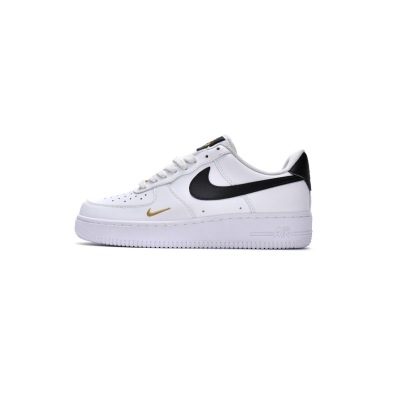 LJR Nike Air Force 1 Low '07 Essential White Black Gold Mini Swoosh (W) CZ0270-102