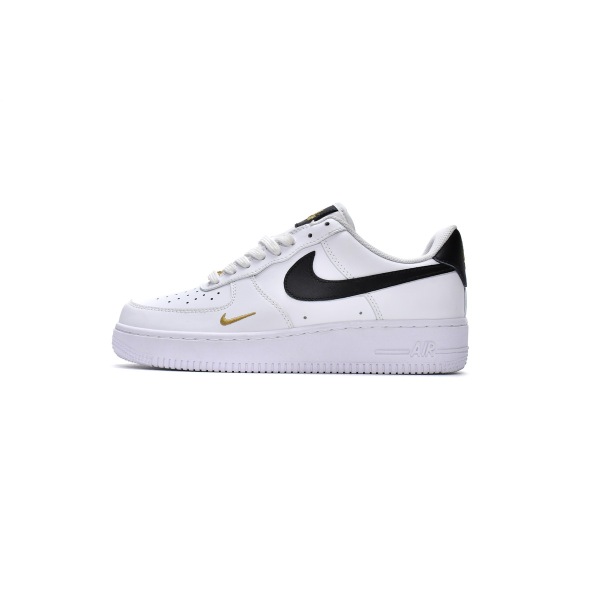 LJR Nike Air Force 1 Low '07 Essential White Black Gold Mini Swoosh (W) CZ0270-102