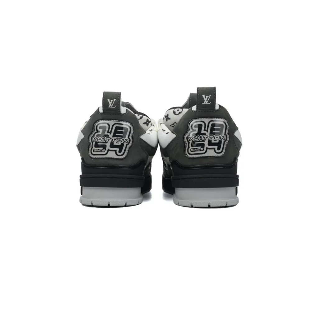 LOUIS VUITTON Leather lace up Fashionable Board Shoes Black Gray 1AC52M	