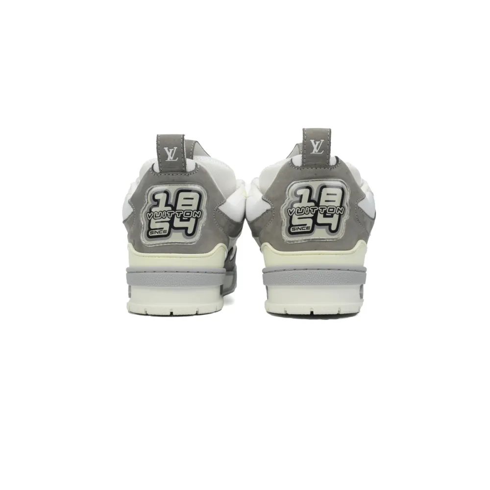 LOUIS VUITTON Leather lace up Fashionable Board Shoes White Gray 1ACQP4	