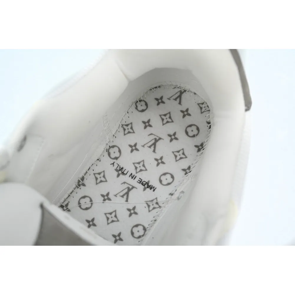 LOUIS VUITTON Leather lace up Fashionable Board Shoes White Gray 1ACQP4	