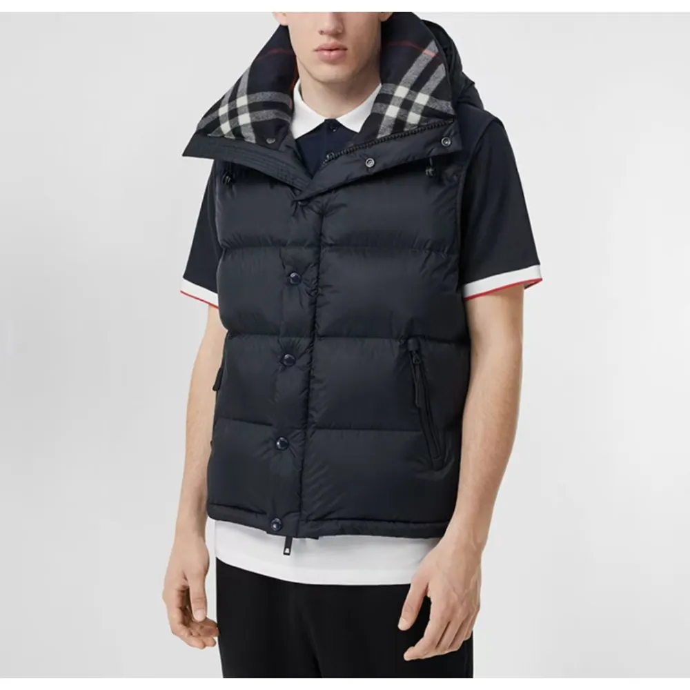 Burberry Hooded Puffer Jacket with Hood Navy