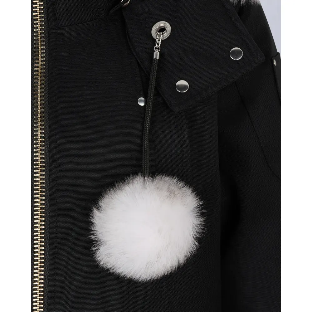 Moose Knuckles ORIGINAL DEBBIE SHEARLING TRIM BOMBER JACKET BLACK