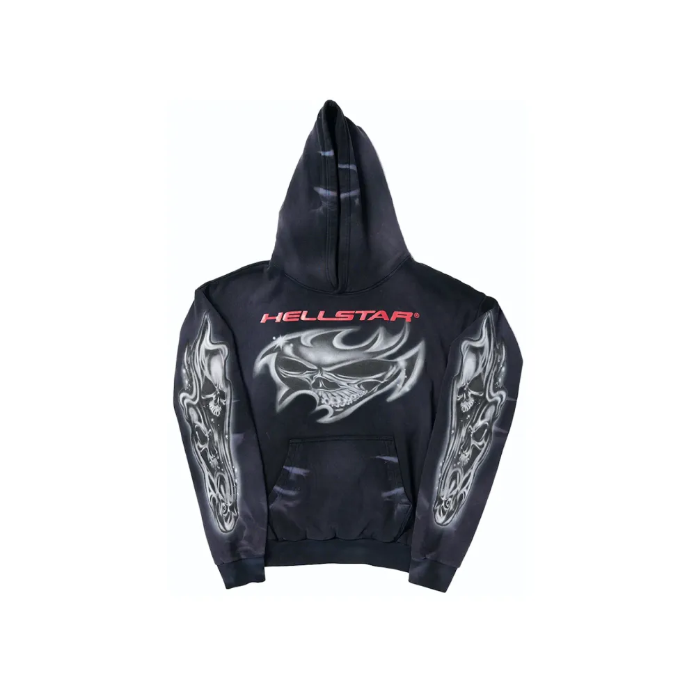 Hellstar Airbrushed Skull Hoodie Black