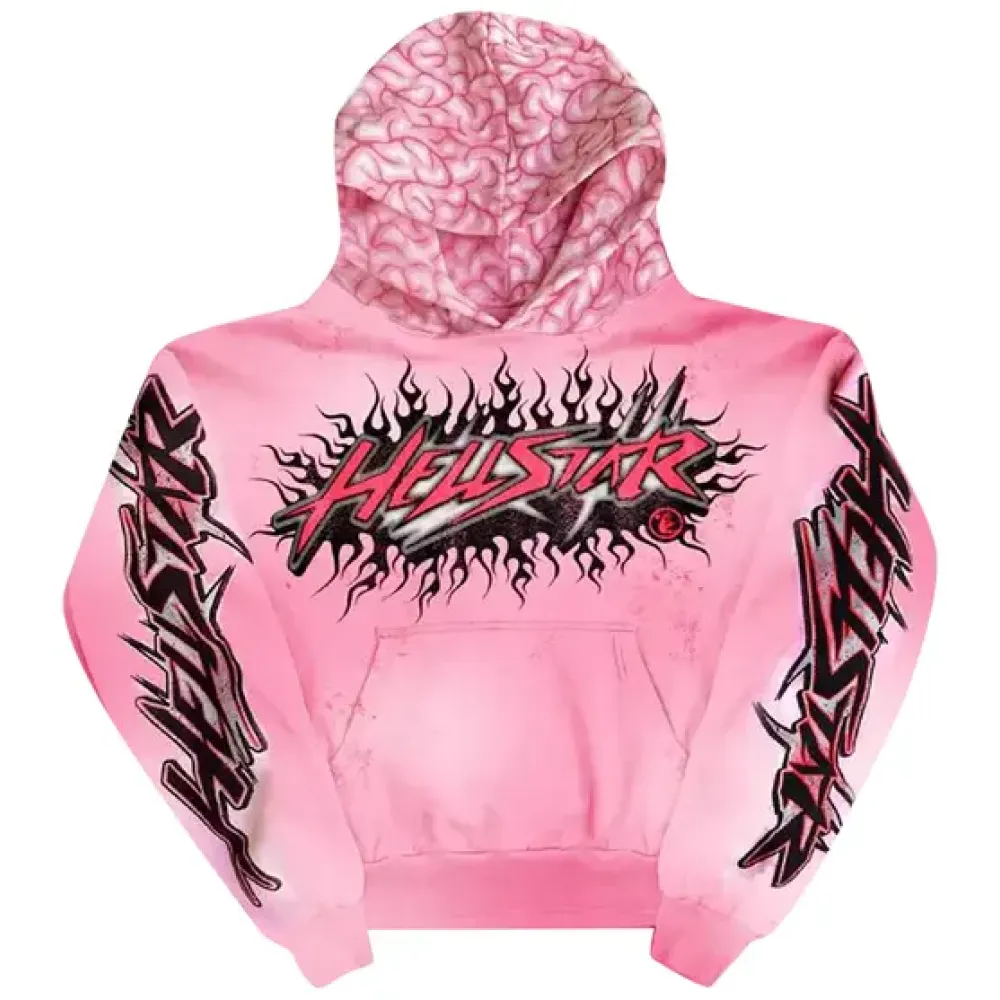 Hellstar Brainwashed With Brain Hoodie Pink