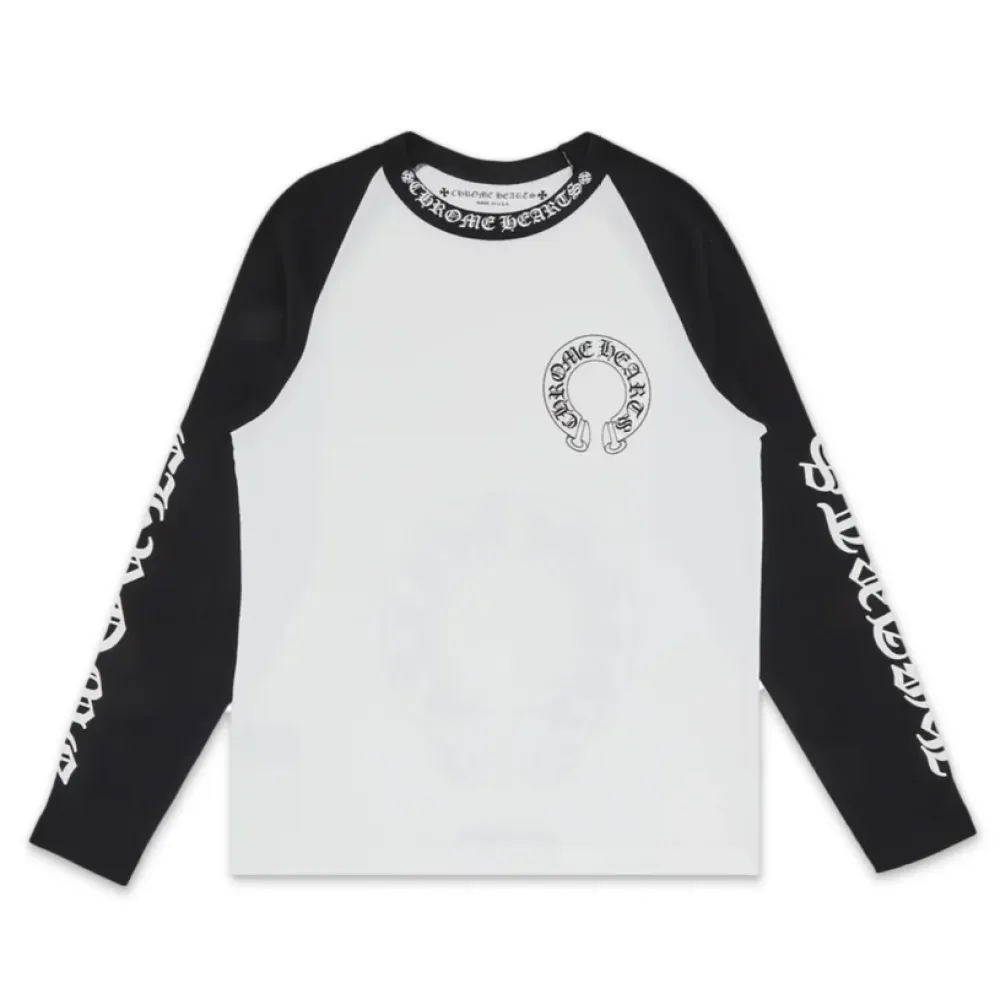 Chrome Hearts Horseshoe Baseball Shirt White/Black