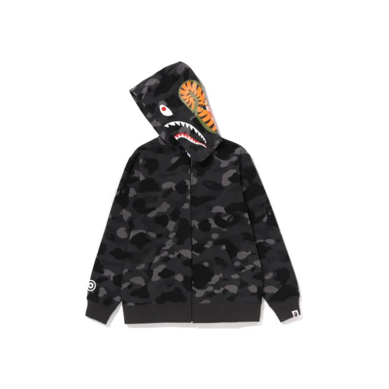 Bape Color Camo Shark Full Zip Hoodie Black