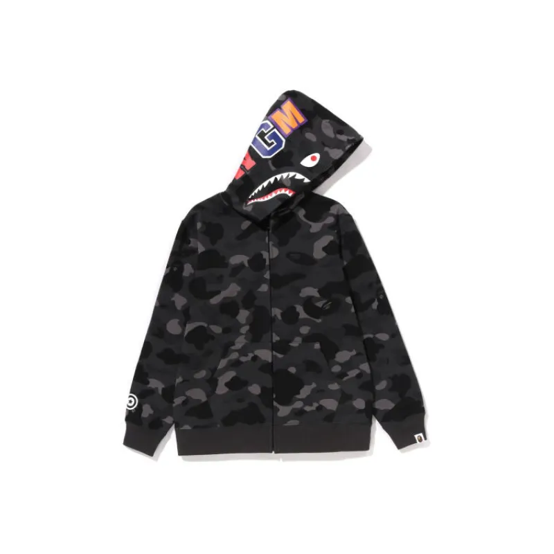 Bape Color Camo Shark Full Zip Hoodie Black