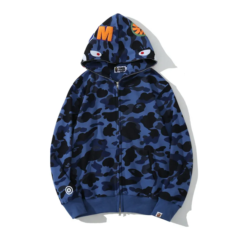 BAPE COLOR CAMO SHARK ZIP HOODIE NAVY 4580793329572