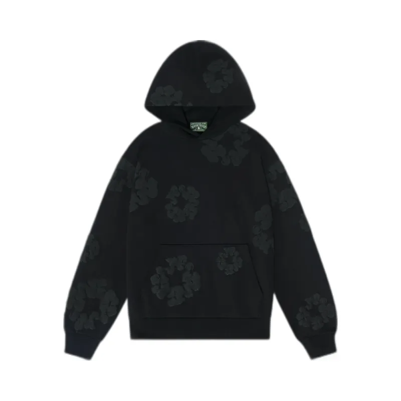 Denim Tears Cotton Wreath Hooded Sweatshirt 'Black Monochrome'