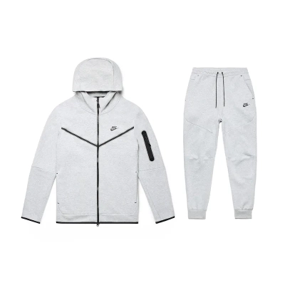 Nike Sportswear Tech Fleece Full Zip Hoodie & Joggers Set Grey 01