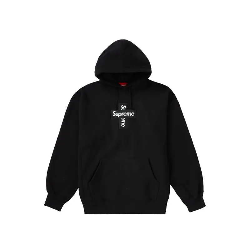 Supreme Cross Box Logo Hooded Sweatshirt Black	