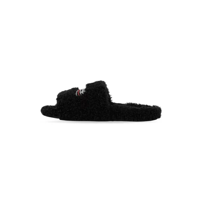 Balenciaga Furry Slides Black Label