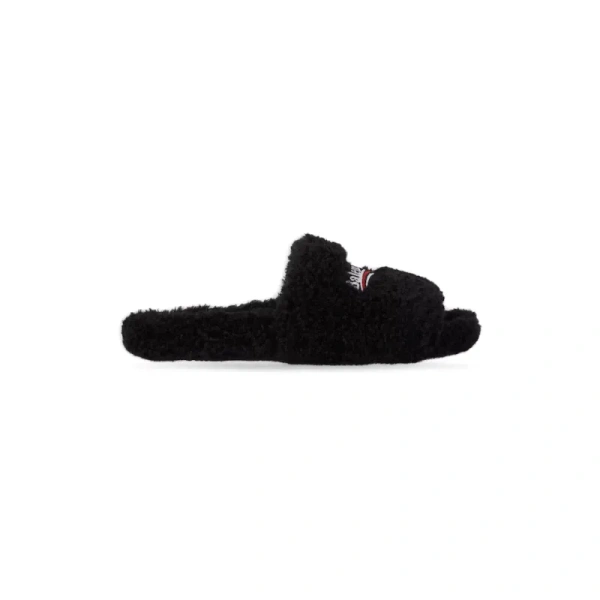 Balenciaga Furry Slides Black Label
