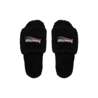 Balenciaga Furry Slides Black Label