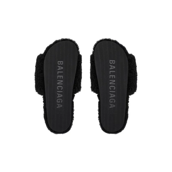 Balenciaga Furry Slides Black Label