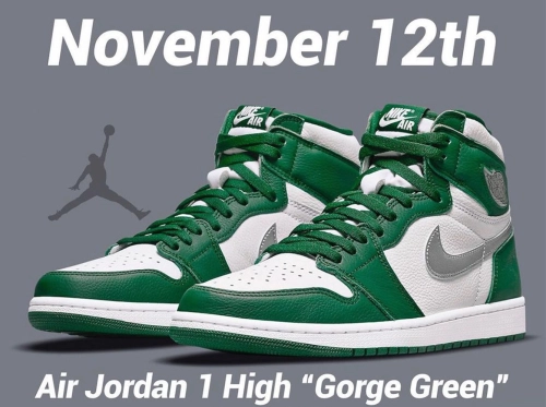 Air Jordan 1 “Gorge Green” first looks have been showcased. 