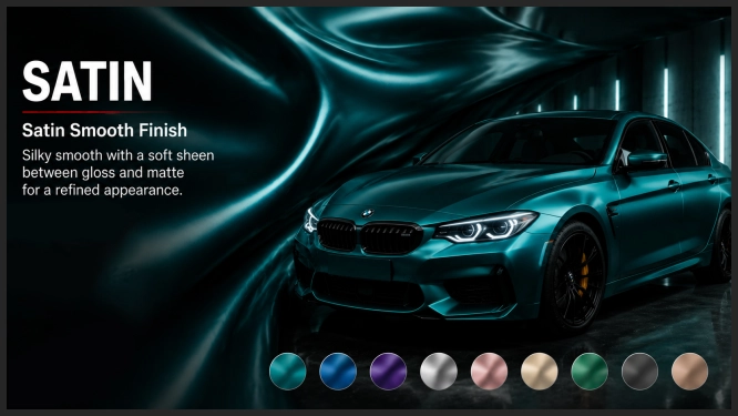 satin car wrap on car 