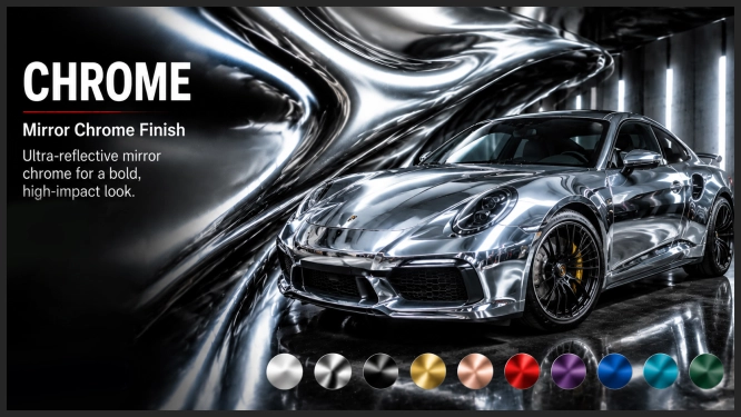 chrome car wrap on car 