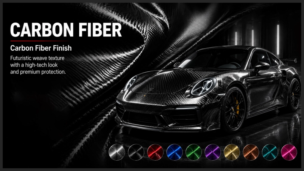carbon fiber car wrap on car 