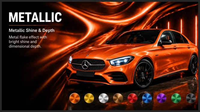 metallic car wrap on car 