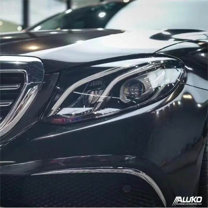 Gloss metallic black car wrap
