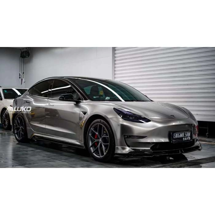 Gloss silver car wrap