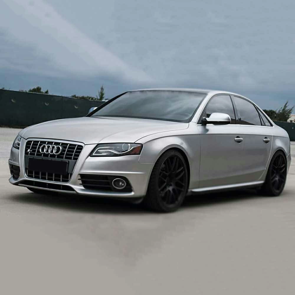 metallic silver car wrap