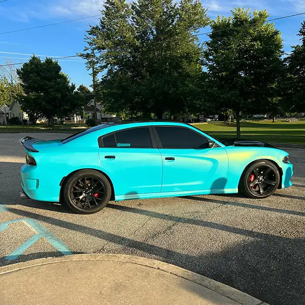 metallic blue car wrap