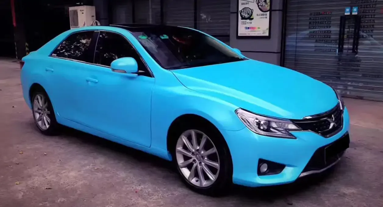 Matte blue car wrap