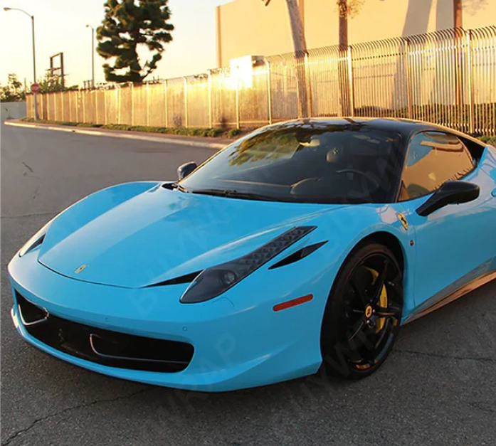 sky blue car wrap