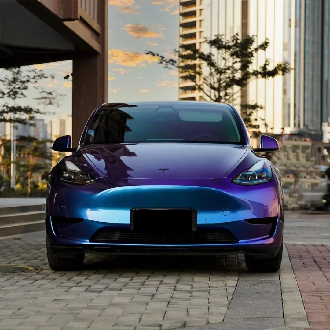 gloss metallic blue car wrap