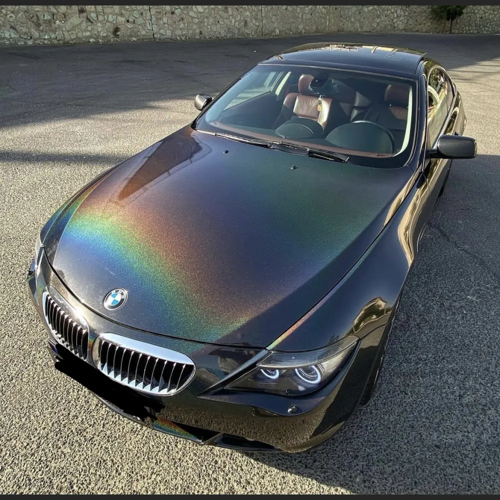Glossy Carbon Fiber Black Holographic Laser Vinyl Car Wrap Decal