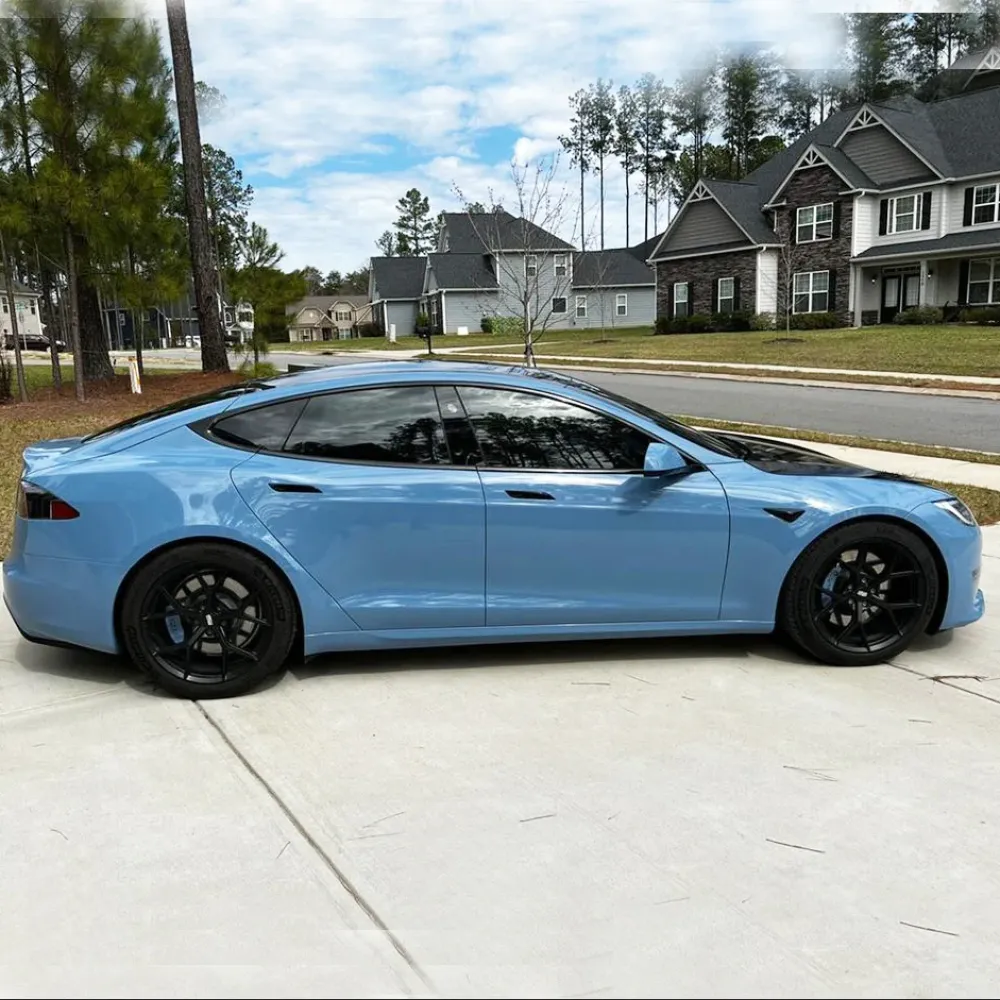 Gloss China Blue Vinyl Wrap Glossy China Blue Car Wraps ALUKOVINYL