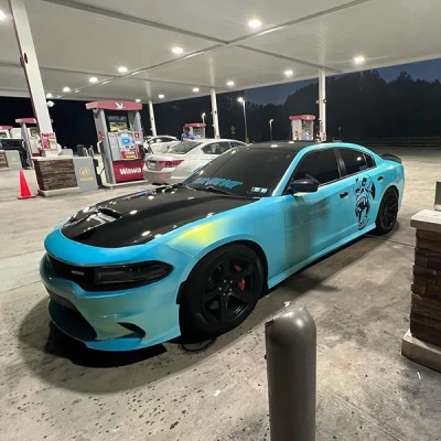 Gloss Metallic Neon Ice Blue Car Vinyl Wrap 02