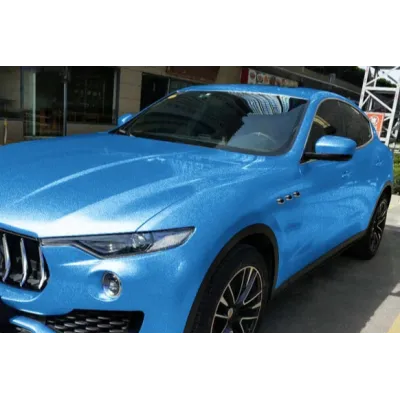 Matte Metallic Diamond Blue Car Vinyl Wrap  02
