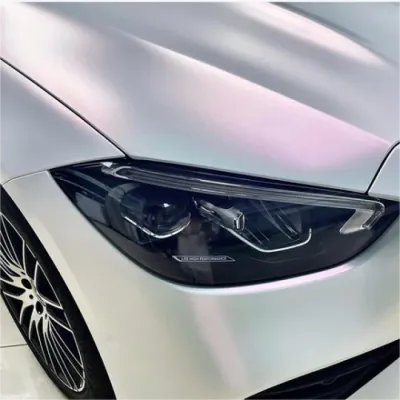 Matte Metallic Chameleon Pink White Car Vinyl Wrap 02