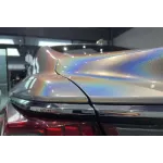 metallic silver car wrap