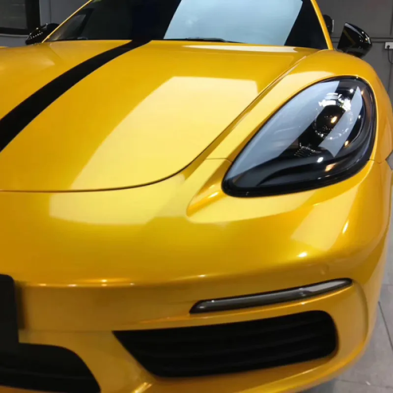 Gloss Metallic Golden Yellow Car Vinyl Wrap