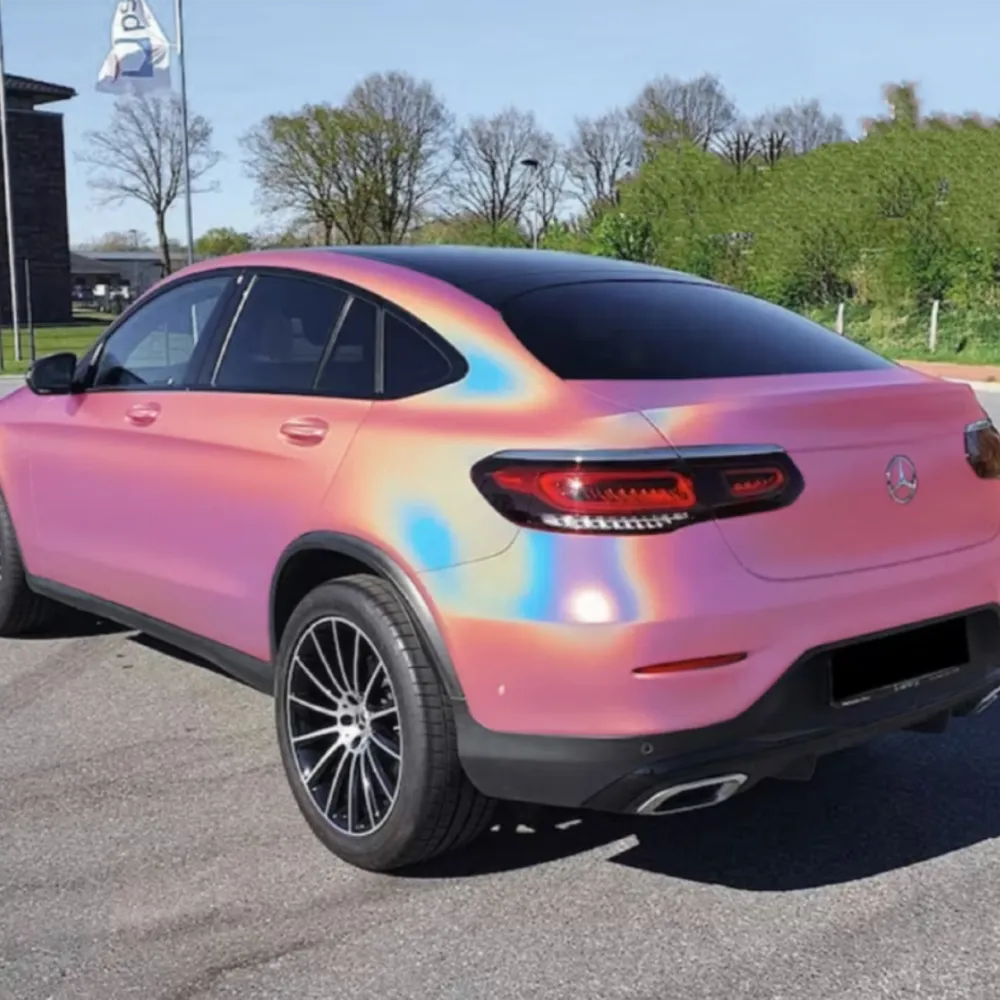 Gloss Metallic Rainbow Pink Vinyl Car Wrap04