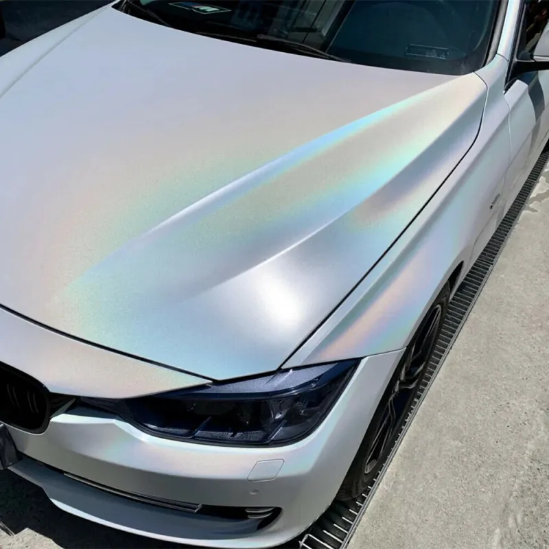 Gloss Chrome White Vinyl Wrap  White Holographic Car Wraps - ALUKOVINYL