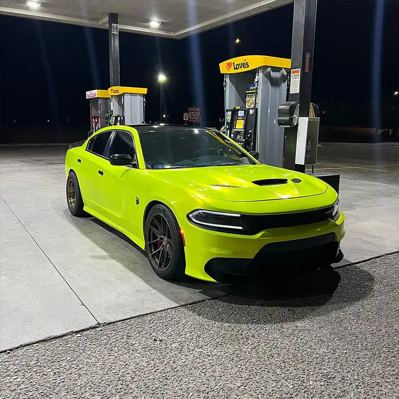 Fluorescent Yellow Neon Dodge  Sports car, Monster car, Unique cars