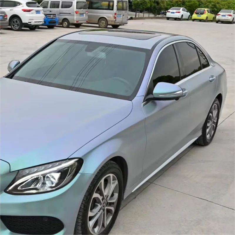 Matte Metallic Diamond Grey Blue Car Vinyl Wrap