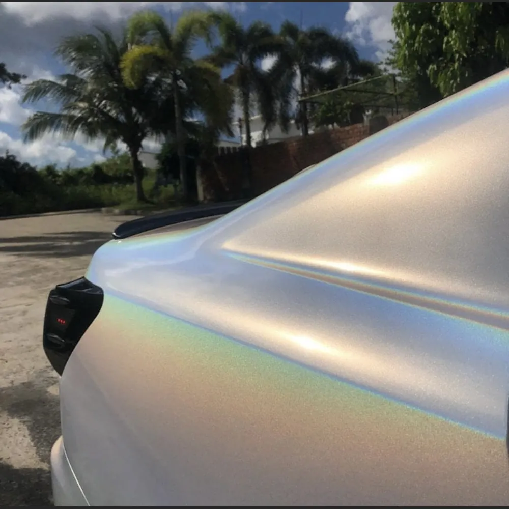 Gloss Metallic Rainbow White Car Wrap03